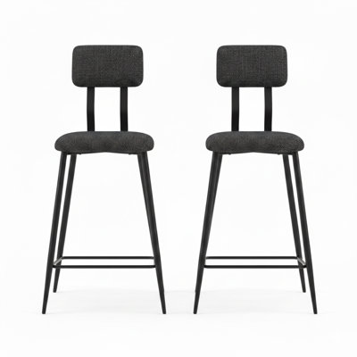 Sitello Black/ Gray Fabric Bar Height Chair Set Of 2