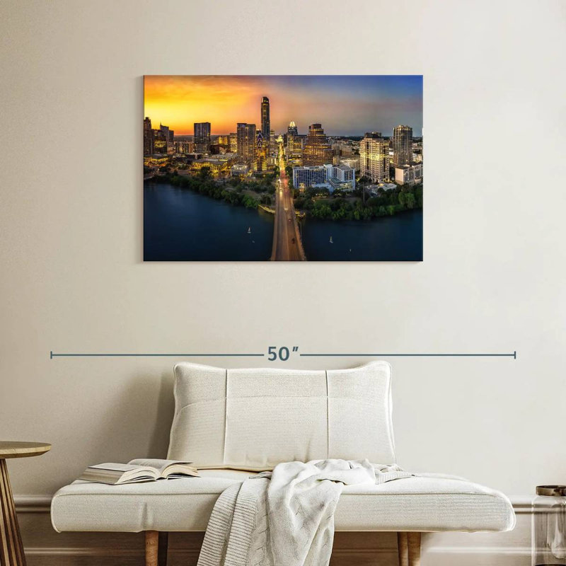 Austin City, coucher de soleil, H 24 po x l 36 po