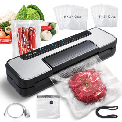 Vakumar Vacuum Sealer Machine, 80Kpa Food Vacuum Sealer Machine with Double Pump, Dry,/Moist, Pulse Mode, Handle Locked Design, LED Indicator Light & Cutter,12MM Widened Heating Strip