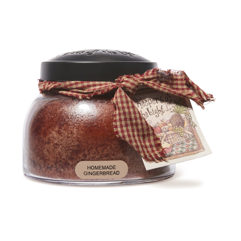 Homemade Gingerbread Scented Glass Jar Candle with Black Lid