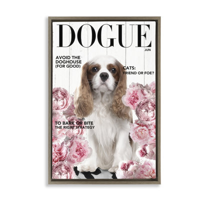 Cadre flottant amusant avec un magazine floral pour chien, design par Sasha