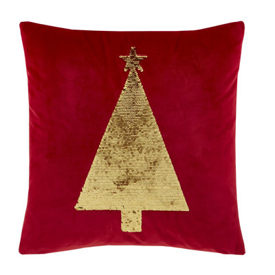 Sequin Christmas Tree 43x43cm Cushion with inner