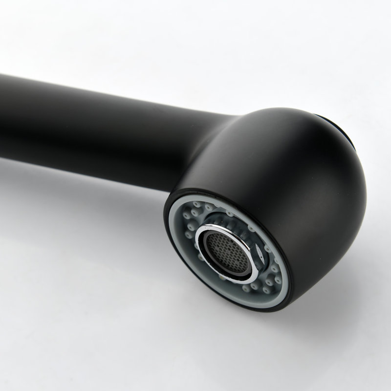 Robinet d'évier de cuisine à poignée simple rétractable, Noir mat