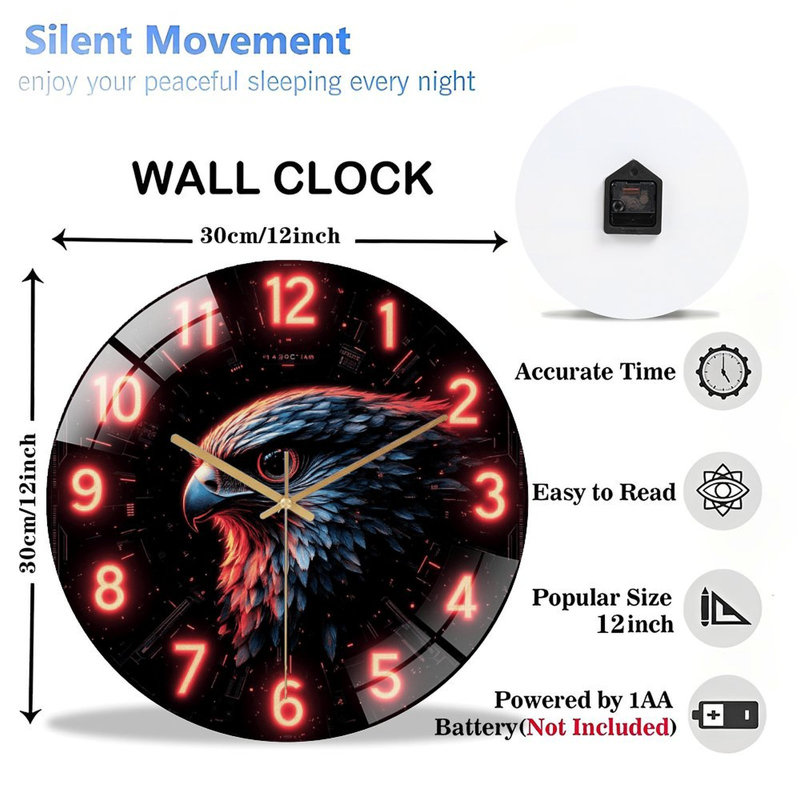 Horloge murale Neon Eagle