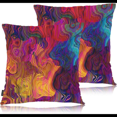 Set Of 2 Decorative Throw Pillow Covers Chaotic Waves