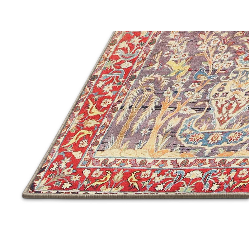 Tapis traditionnel orange / bleu, Rectangle 5 pi x 7 pi