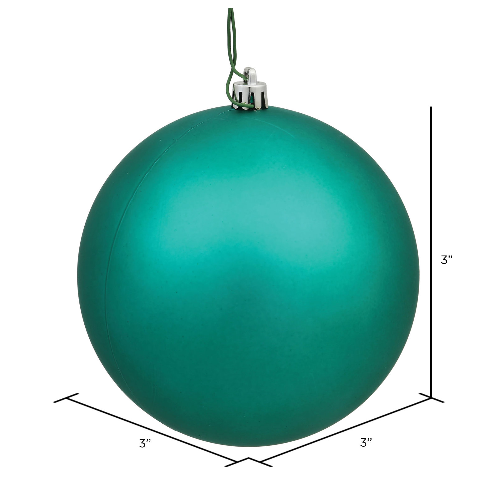 Holiday Décor Ball Ornament, 3" H x 3" W x 3" D, Matte Seafoam
