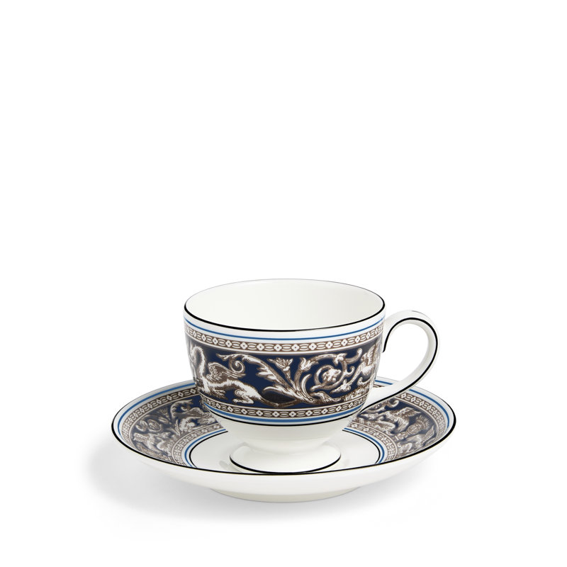 Florentine Navy Teacup & Saucer 5.8floz