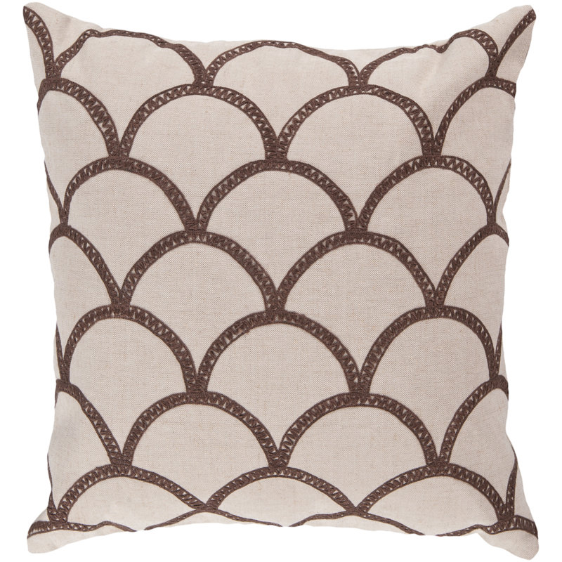 Nude and Yellow Geometric Embroidered Throw Pillow