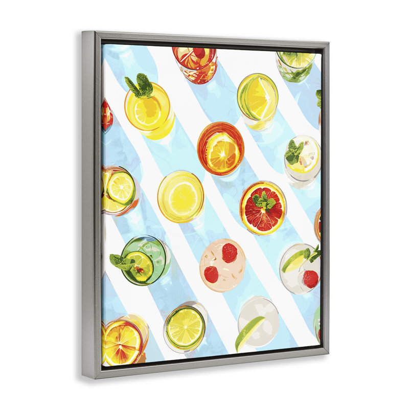  Aerial View Cocktails Canvas Wall Art by Daphne Polselli, H 21 po x l 17 po, Cadre flottant gris lustré
