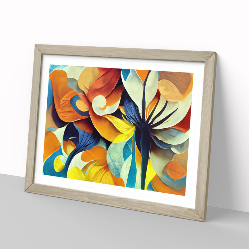 Artistic Flowers Abstract Vol.3 - Single Picture Frame Print, 34cm H x 46cm W x 2cm D, Oak Framed