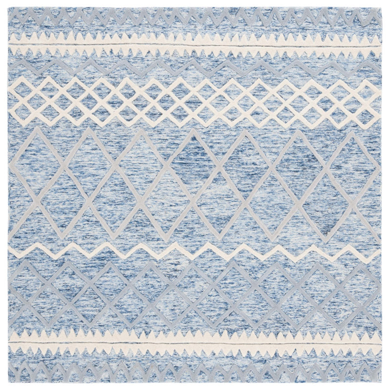 Emst Hand Tufted New Zealand Wool Southwestern Rug, Square 6'