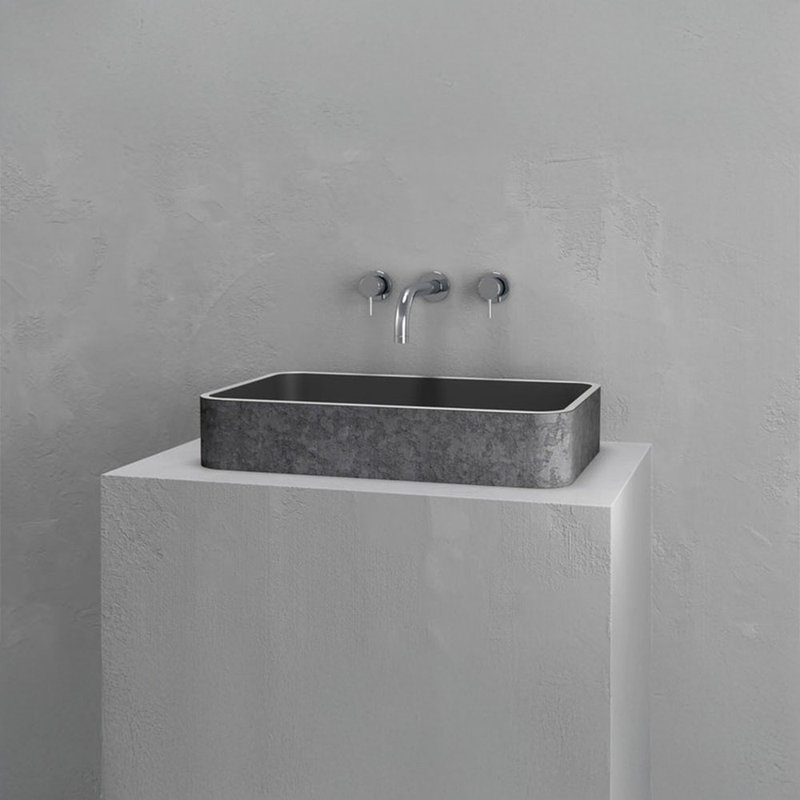 Vast Studio 21.5” L x 13.8” W Textured Gray Concrete Gray/Gray Rectangular Countertop Vessel Bathroom Sink Modern Luxury Bathroom Sink