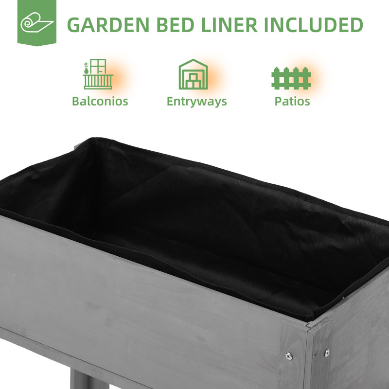 Boîte à fleurs surélevée en bois Darral, Gris, H 31 po x l 40 po x P 20 po