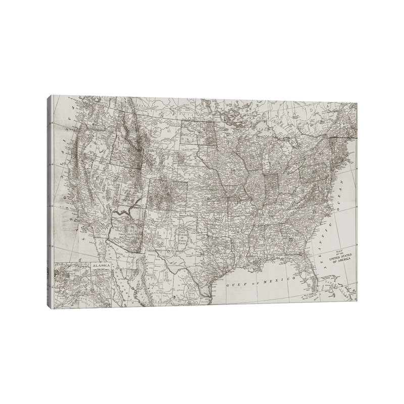 Carte naturelle des États-Unis, H 26 po x l 40 po x P 1,5 po