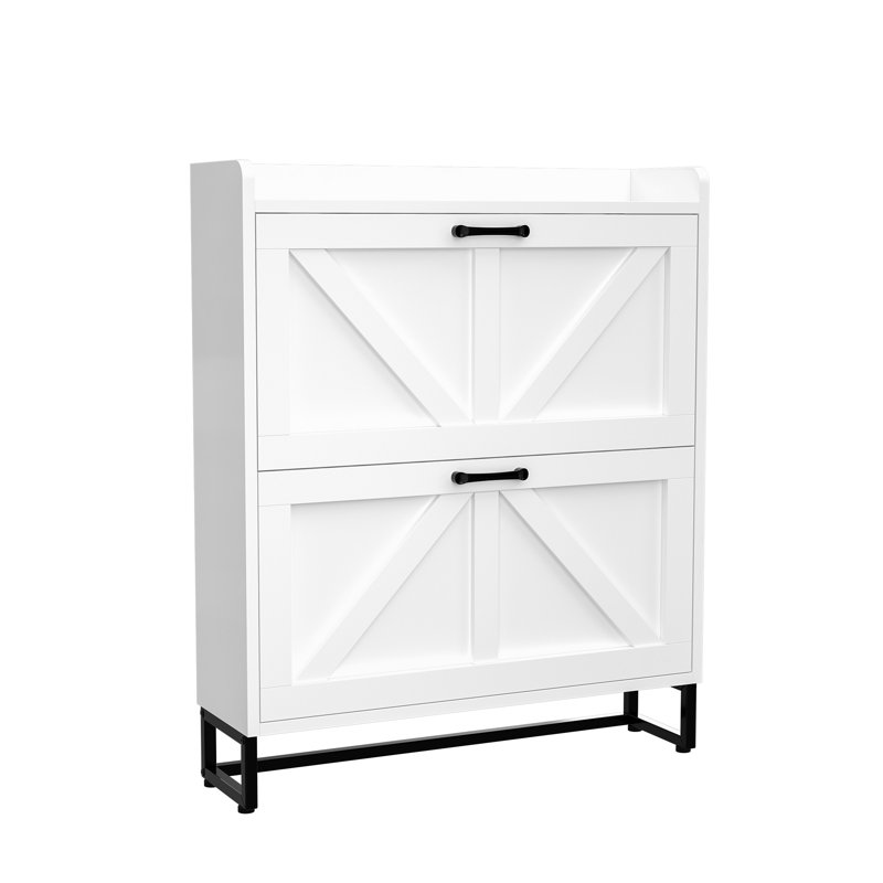 16 Pair Flip Down Shoe Storage, White