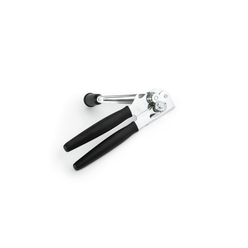 Ergonomic Stainless Steel Can Opener with Black Rubber Handles