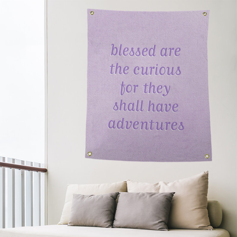 Tapisserie citation manuscrite en polyester, H 59 pi x l 50 po, Mauve contrastant