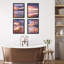 «Vibrant Purple Sunset Beach Shore Horizon», ensemble de 4 décorations murales colorées, impression encadrée sur papier, 4 pièces-93012316-93012319