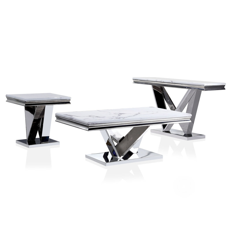 Ensemble de tables basses 2 pièces Hegg, 3 pièces: table basse, console, table de bout