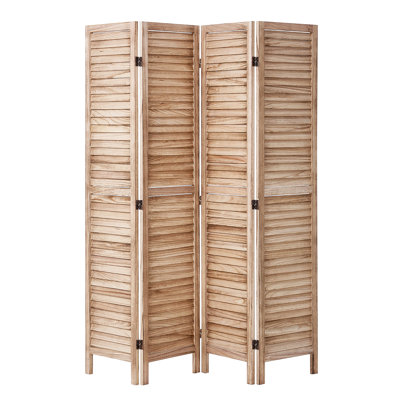 Wood Room Divider, 6 Panel Wood Folding Privacy Screen, 66.9 Inches Tall Indoor Louvred Partition Divider
