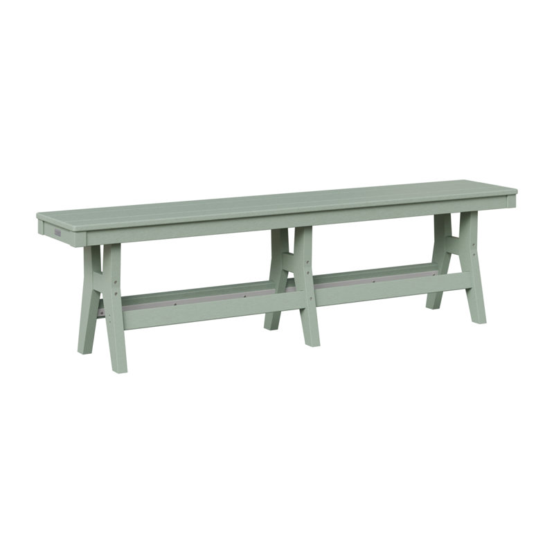 Harbor Outdoor Dining Bench, 18" H x 66" W x 12.5" D, Sage/White