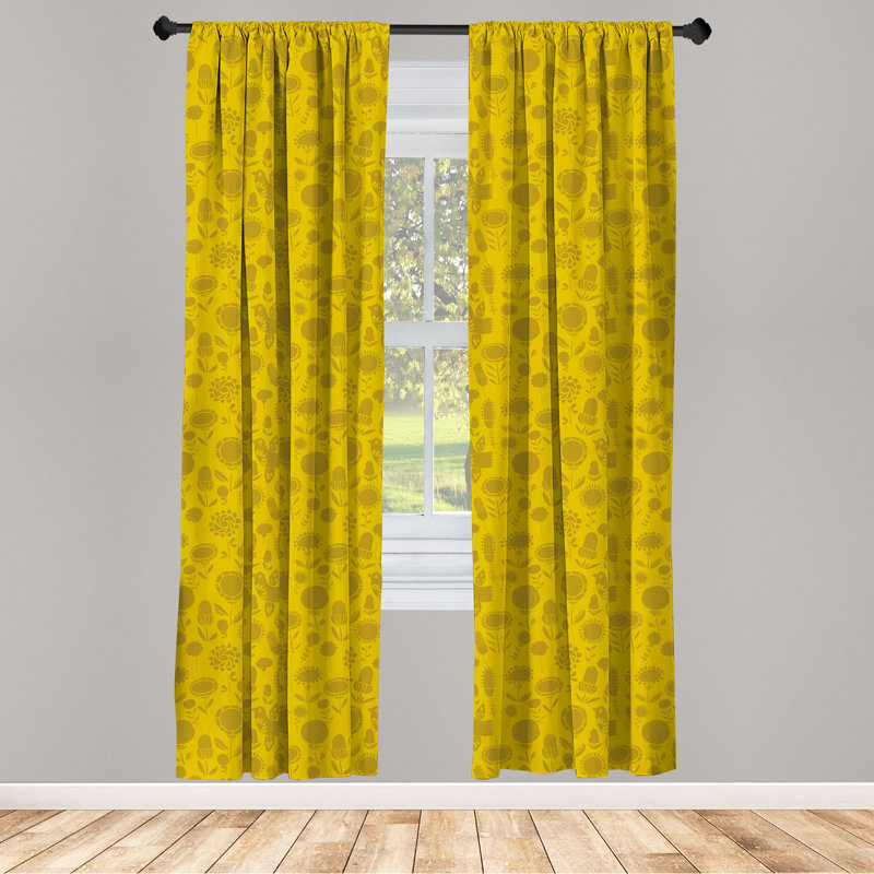 Botanical Semi-Sheer Rod Pocket Curtain Panels, 28" x 63"