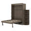 Grand lit escamotable rotatif avec bureau, armoires et tablettes de rangement, cadre de lit mural pliable avec bureau convertible-281732476