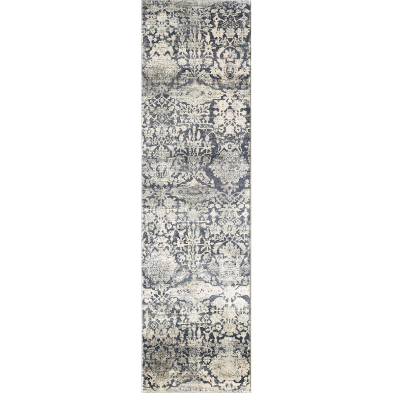 Barthel Geometric Gray Area Rug, Runner 2'2" x 7'6"