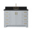 Meuble-lavabo simple en bois massif de 48 po de couleur bleu nuit avec comptoir blanc pur 1,5 po Freitas de Freitas, lavabo central ovale-1235631633-1235631632-1303478615