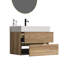Meuble-lavabo mural, caractéristiques de conception en chêne, tiroirs à fermeture en douceur, éléments E1, caractéristiques du système de drainage en forme de U, fabrication, solution