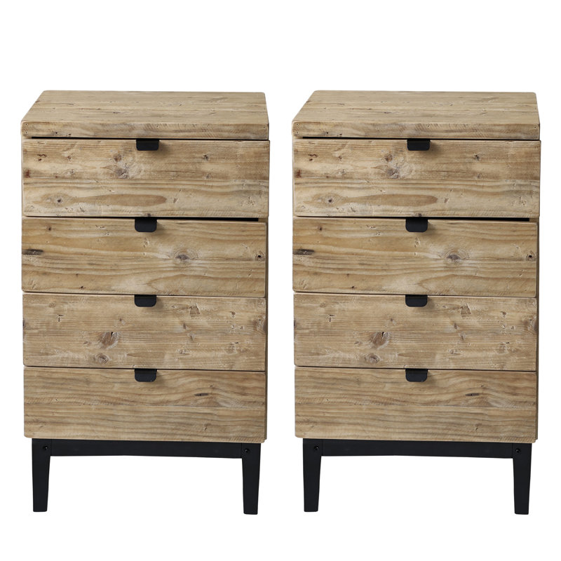 Dahmen 17.7"W Reclaimed Wood bedside tables,Rustic Reclaimed Wood End Table(Set of 2), Set of 2