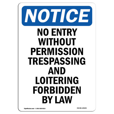 No Entry without Permission Trespassing Sign