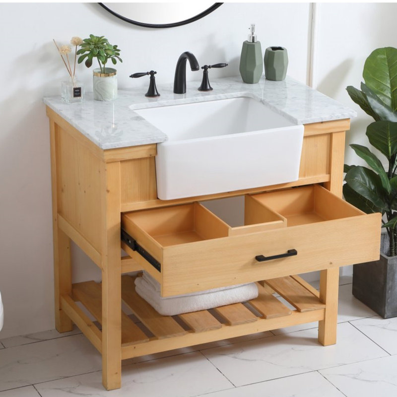 Ensemble de meuble-lavabo simple 36 po Pelaghia, Bois naturel