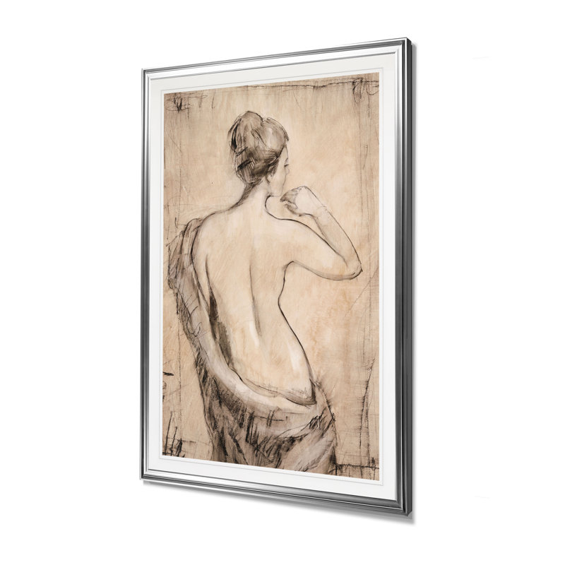 «Neutral Nude Study», reproduction d'art sur toile, H 24 po x l 20 po x 1,5 po, Encadrement argenté