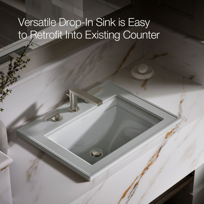 Memoirs® Stately Drop-in Bathroom Sink, Ice Gray, 8" Centers