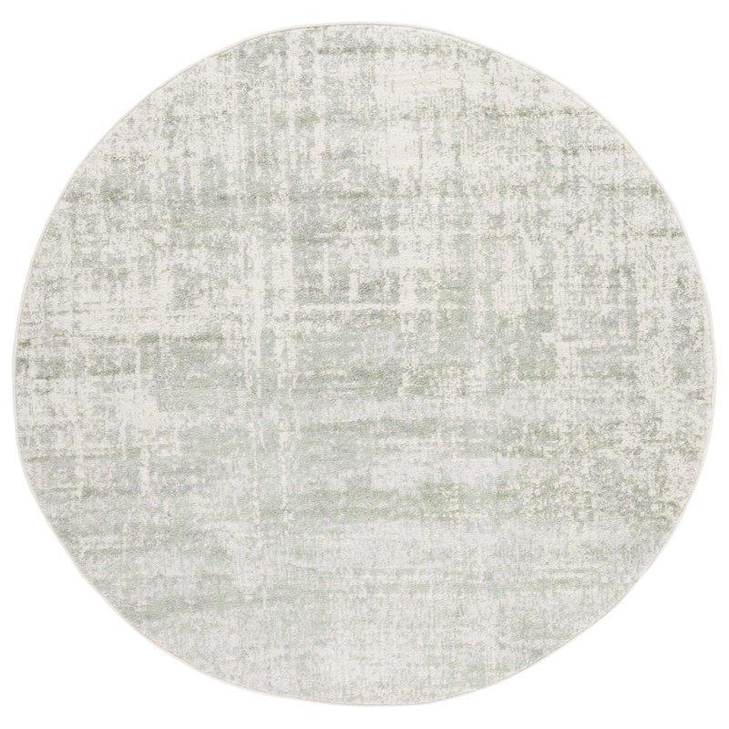 Tapis abstrait sauge / ivoire Arrietty, Rond 4 pi