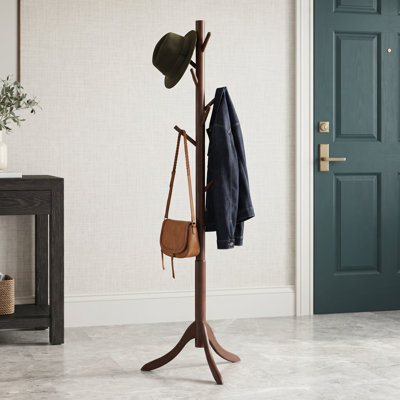 Organisateur de vestibule autoportant avec porte-parapluie, porte-manteaux robuste à plusieurs crochets pour manteaux, chapeaux, foulards et sacs à main