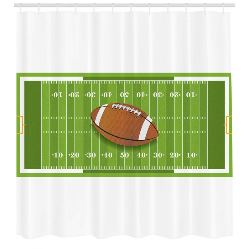 Ensemble de rideau de douche en football et crochets, H 69 po x l 105 po