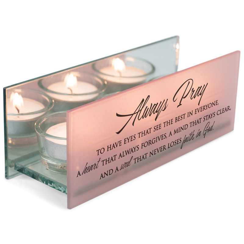 2.5'' H Glass Tabletop Tealight Holder with Candle Included