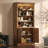 83"Tall Walnut Modern Farmhouse Bookshelf with LED Light & Adjustable Shelves