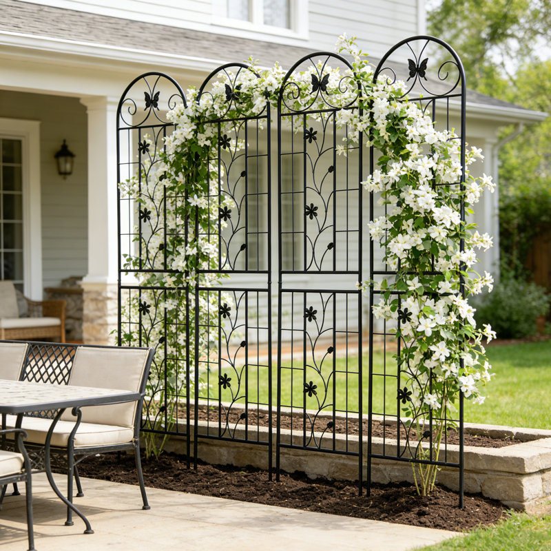 Paquet de 4 treillis de jardin en métal 86,7 "x 19,7" antirouille pour plantes grimpantes