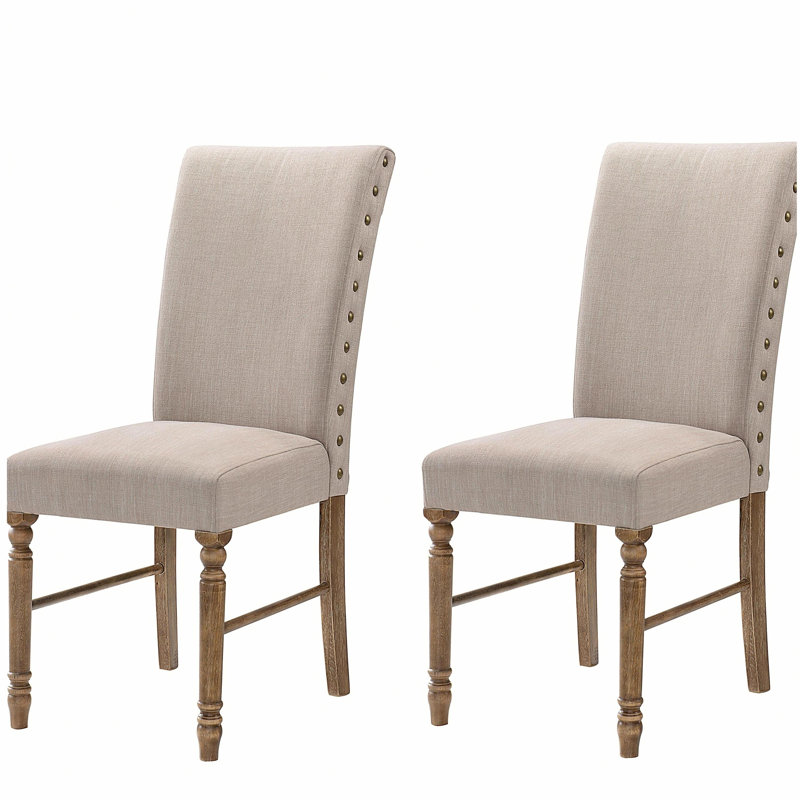 Chaise parsons crème et chêne patiné à dossier serré (ensemble de 2)