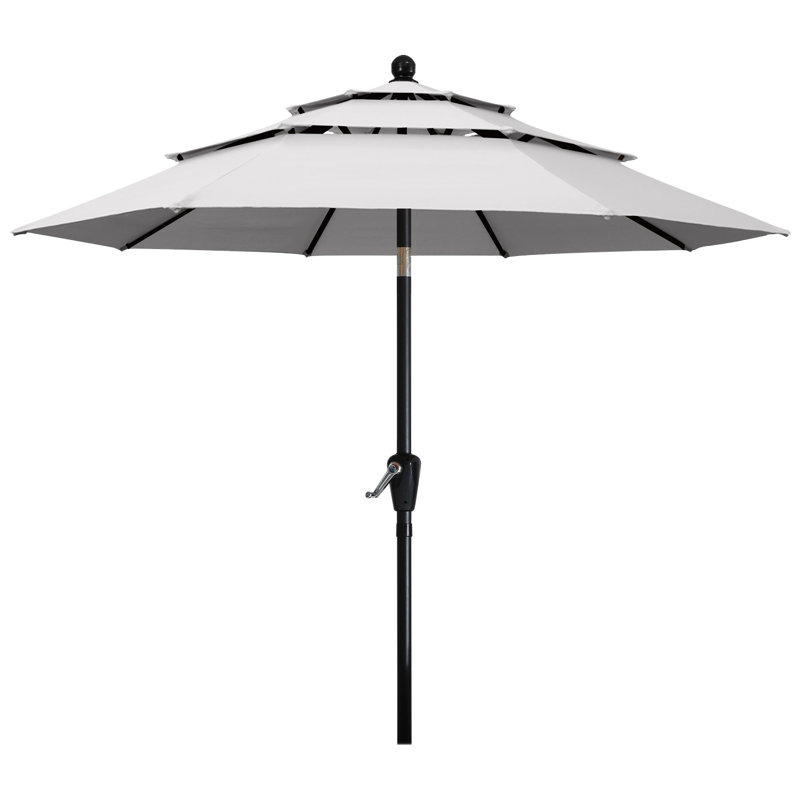 Parasols de patio à 3 niveaux Miqdad par Arlmont & Co., H 96,5 po x l 118,1 po x P 118,1 po, Gris clair