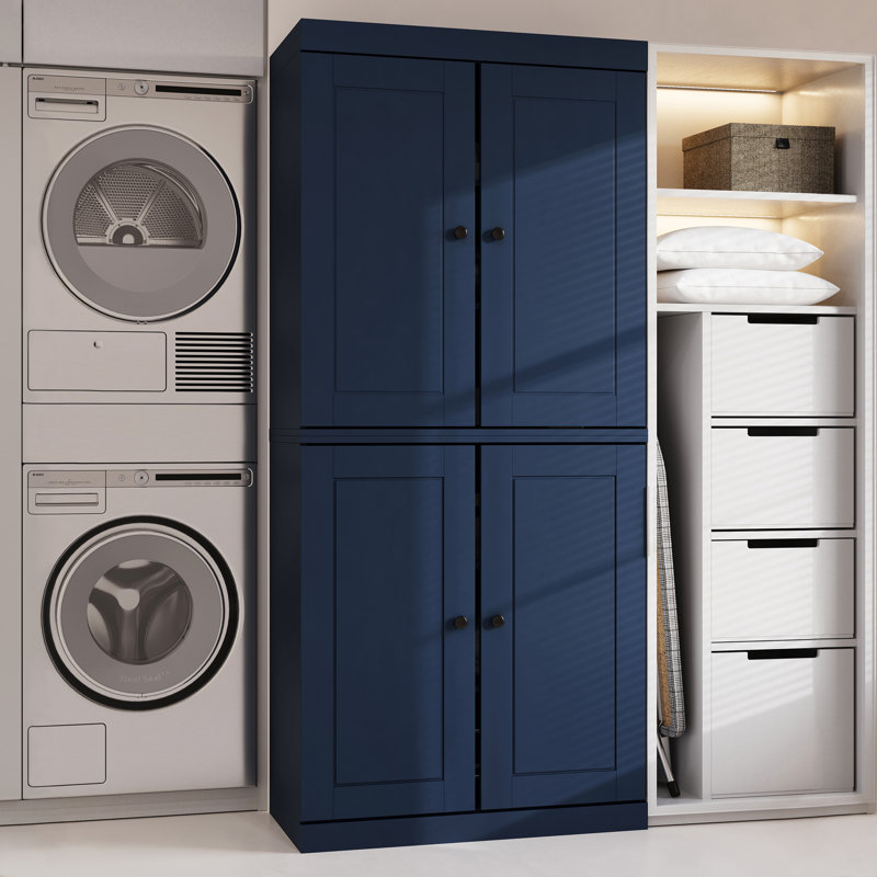 Palace Imports 100% Solid Wood Bathroom & Laundry Storage Cabinet, Raised Panel Doors, Adjustable Shelves, 32" Wide, 71.5" Tall
