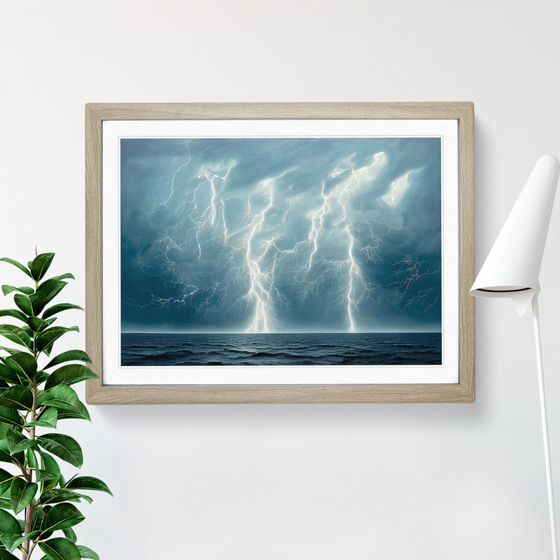 Spectacular Ocean Thunderstorm - Framed Print, 34cm H x 46cm W x 2cm D, Oak