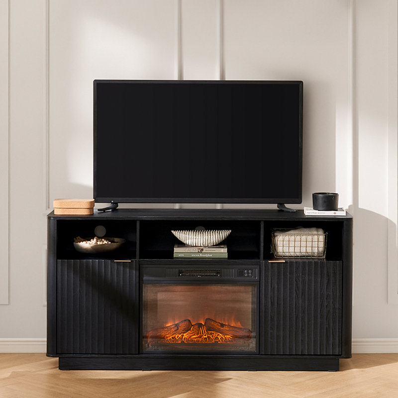 Latitude Run® Wozniak Electric Fireplace Tv Stand, Black