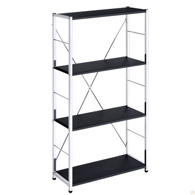 White And Chrome 4-Tier Rectangular Bookshelf