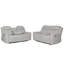 Ensemble de salon contemporain rembourré 3 pièces avec fauteuil inclinable, canapé à console rabattable et causeuse avec console de rangement et porte-gobelets, blanc