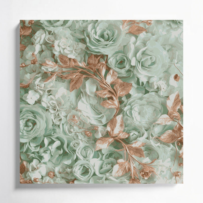 "Abstract Florals" 10, art mural sur toile brune, H 12 po x l 12 po